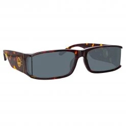 LINDA FARROW (U.K.) Women's Mya Rectangular Sunglasses In Tortoiseshell