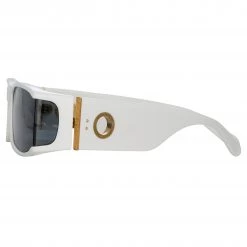 LINDA FARROW (U.K.) Mya Rectangular Sunglasses In White