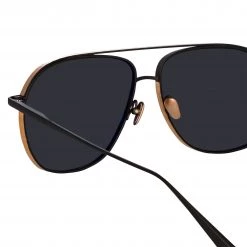 LINDA FARROW (U.K.) Matis Aviator Sunglasses In Black