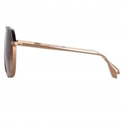 LINDA FARROW (U.K.) Matis Aviator Sunglasses In Rose Gold