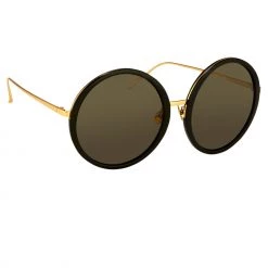 Linda Farrow The Kew | Kew Round Sunglasses In Black Frame (C1) Women's