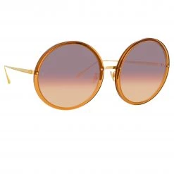 LINDA FARROW (U.K.) Kew Oversized Sunglasses In Tobacco