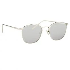 Linda Farrow The Simon | Square Sunglasses In White Gold Frame (C2)