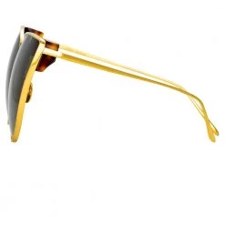 Linda Farrow Women's Flyer Cat Eye Sunglasses In Yellow Gold