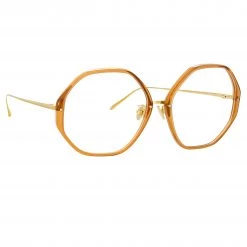 LINDA FARROW (U.K.) Alona Oversized Optical Frame In Tobacco