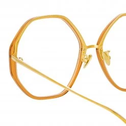 LINDA FARROW (U.K.) Alona Oversized Optical Frame In Tobacco