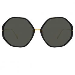 Linda Farrow The Alona | Oversized Sunglasses In Black Frame (C1) Women's