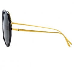 Linda Farrow The Alona | Oversized Sunglasses In Black Frame (C1) Women's