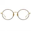 LINDA FARROW (U.K.) Adams Oval Optical Frame In Yellow Gold And Tortoiseshell Women's