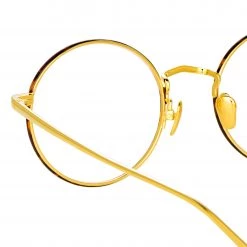 LINDA FARROW (U.K.) Adams Oval Optical Frame In Yellow Gold And Tortoiseshell Women's