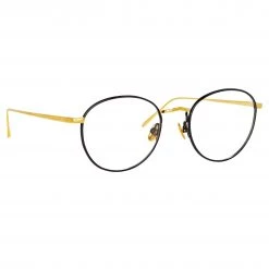 LINDA FARROW UK The Harrison | Oval Optical Frame In Black And Yellow Gold Women's