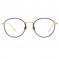 LINDA FARROW UK The Harrison | Oval Optical Frame In Black And Yellow Gold Women's