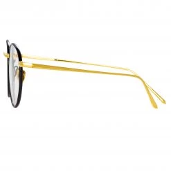 LINDA FARROW UK The Harrison | Oval Optical Frame In Black And Yellow Gold Women's