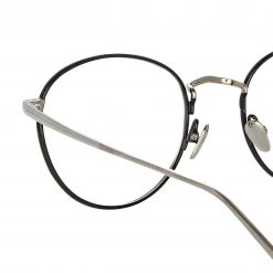 LINDA FARROW UK The Harrison | Men's Oval Optical Frame In Black And White Gold (C4) The CORE Optical Collection