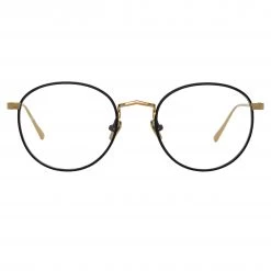 LINDA FARROW UK The Harrison | Oval Optical Frame In Black And Light Gold (C3) Women's