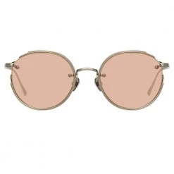 Linda Farrow Nicks Oval Sunglasses In White Gold