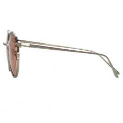 Linda Farrow Nicks Oval Sunglasses In White Gold