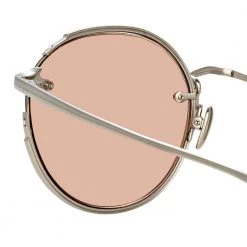 Linda Farrow Nicks Oval Sunglasses In White Gold