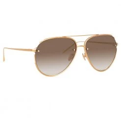 Linda Farrow Women's Russo Aviator Sunglasses In Rose Gold