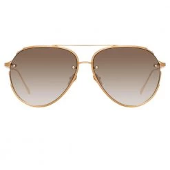 Linda Farrow Women's Russo Aviator Sunglasses In Rose Gold