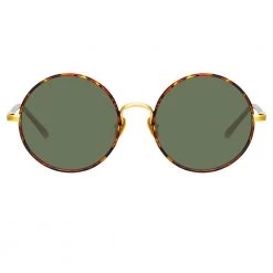 Linda Farrow Welch Round Sunglasses In Tortoiseshell Women's