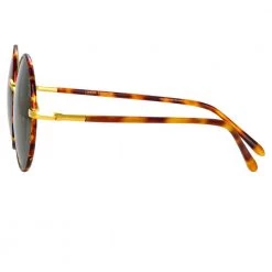 Linda Farrow Welch Round Sunglasses In Tortoiseshell Women's