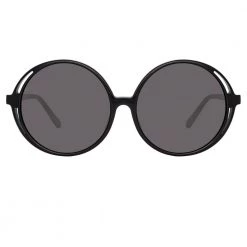Linda Farrow Bianca Round Sunglasses In Black Women's