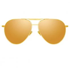 Linda Farrow Carter Aviator Sunglasses In Yellow Gold Women's
