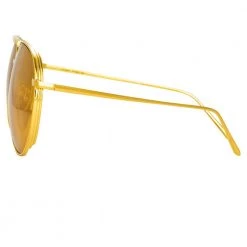 Linda Farrow Carter Aviator Sunglasses In Yellow Gold Women's