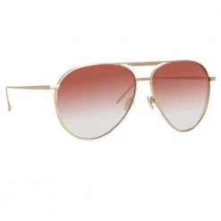 Linda Farrow Carter Aviator Sunglasses In Light Gold