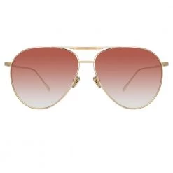 Linda Farrow Carter Aviator Sunglasses In Light Gold