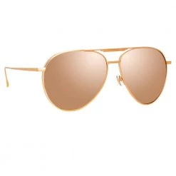 Linda Farrow Women's Carter Aviator Sunglasses In Rose Gold