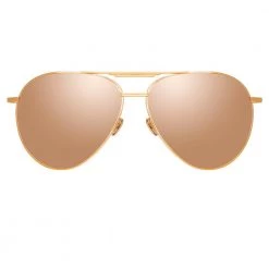 Linda Farrow Women's Carter Aviator Sunglasses In Rose Gold