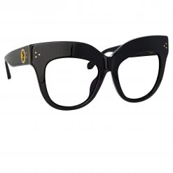 LINDA FARROW (U.K.) The Dunaway | Oversized Optical Frame In Black (C14) The CORE Optical Collection