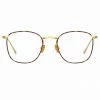 LINDA FARROW (U.K.) The Simon | Square Optical Frame In Yellow Gold And Tortoiseshell (C17) The CORE Optical Collection