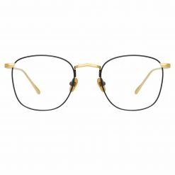 LINDA FARROW (U.K.) The Simon | Square Optical Frame In Yellow Gold And Black (C18) The CORE Optical Collection