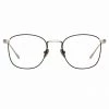 LINDA FARROW (U.K.) The Simon | Square Optical Frame In Light Gold And Black (C20) The CORE Optical Collection