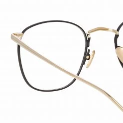 LINDA FARROW (U.K.) The Simon | Square Optical Frame In Light Gold And Black (C20) The CORE Optical Collection