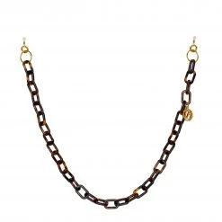 LINDA FARROW (U.K.) Accessories Tortoiseshell Square Link Acetate Chain