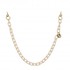LINDA FARROW (U.K.) Accessories Cream Square Link Acetate Chain