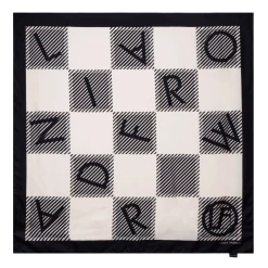 Linda Farrow Black And White Logo Check Scarf 135cm Accessories