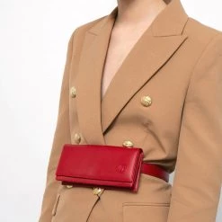 LINDA FARROW UK Accessories Red Leather Sunglasses Case