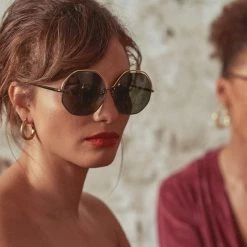 LINDA FARROW (U.K.) Lorena Oversized Sunglasses In Nickel