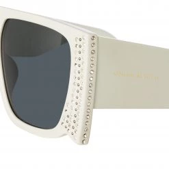 LINDA FARROW UK Magda Butrym Flat Top Sunglasses In Ivory And Grey