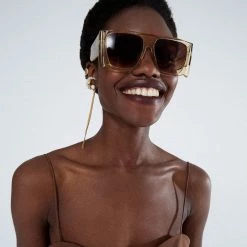 LINDA FARROW (U.K.) Women's Magda Butrym Flat Top Sunglasses In Yellow