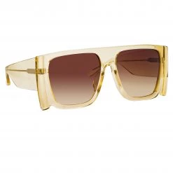 LINDA FARROW (U.K.) Women's Magda Butrym Flat Top Sunglasses In Yellow