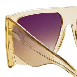 LINDA FARROW (U.K.) Women's Magda Butrym Flat Top Sunglasses In Yellow