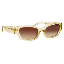 LINDA FARROW (U.K.) Magda Butrym Cat Eye Sunglasses In Yellow