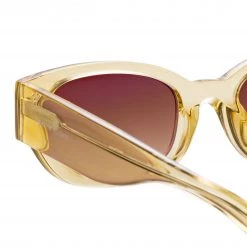 LINDA FARROW (U.K.) Magda Butrym Cat Eye Sunglasses In Yellow