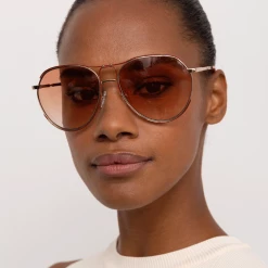 Women's Matthew Williamson Holly Aviator Sunglasses In Rose Gold Tone